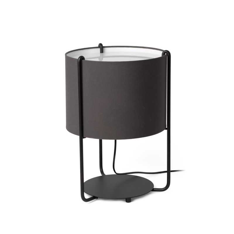 Table lamp made of matte black steel with E27 socket, BOÔLOT brand.