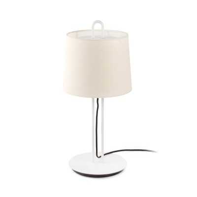 Table lamp made of matte white steel with E27 socket, RUGLES brand.