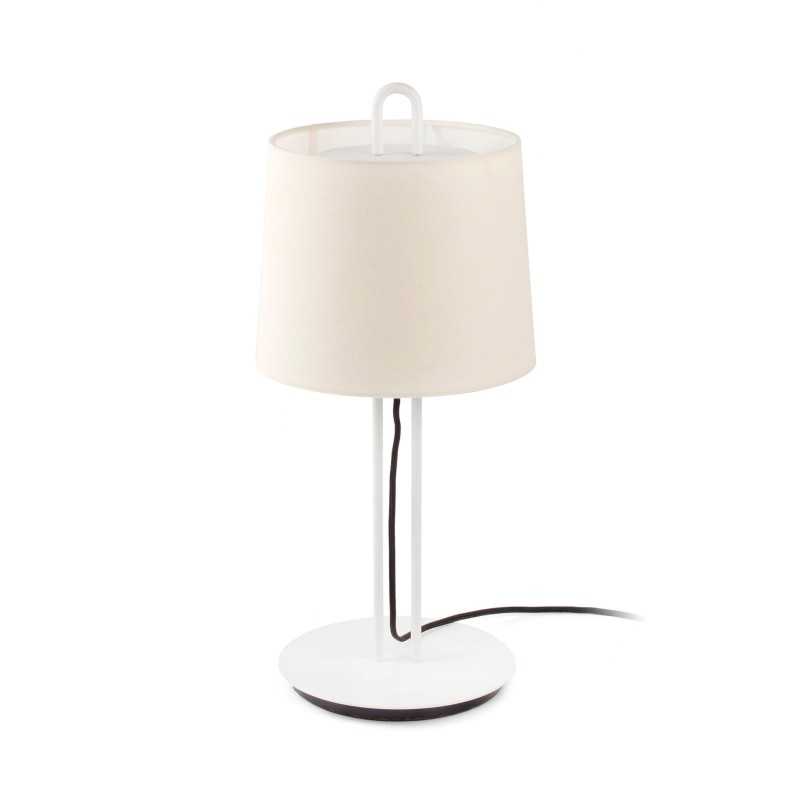 Table lamp made of matte white steel with E27 socket, RUGLES brand.