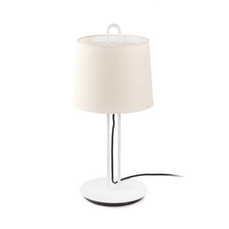 Table lamp made of matte white steel with E27 socket, RUGLES brand.