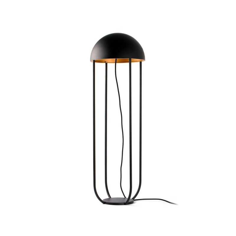 Floor lamp with integrated LED in matte black steel, LASSIAS.