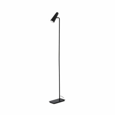 Floor lamp with integrated LED in matte black aluminum GRAZAC