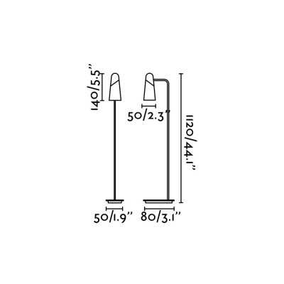 Floor lamp with integrated LED in matte black aluminum GRAZAC
