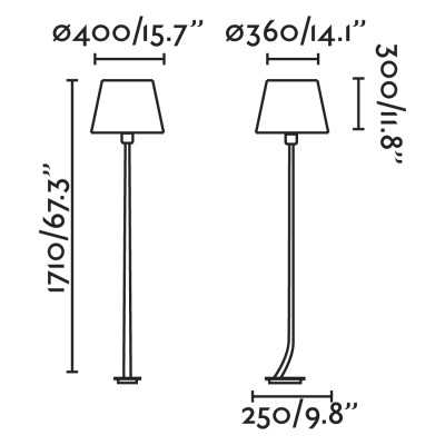 Floor lamp in antique gold steel with E27 socket, VARAIZE.