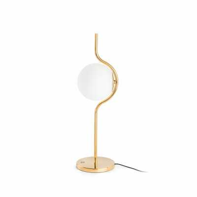 Table lamp with integrated LED in shiny golden steel, SAILLY.