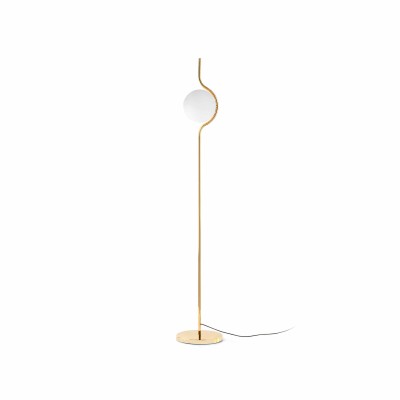Floor lamp with integrated LED in shiny golden steel WALBACH