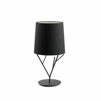 Table lamp made of matte black steel with E27 socket, PEYRUN brand.