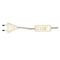 Beige silk braided connection 200cm switch and plug