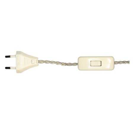 Beige silk braided connection 200cm switch and plug