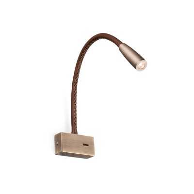 Wall lamp with integrated LED in antique gold aluminum, NOGARO.