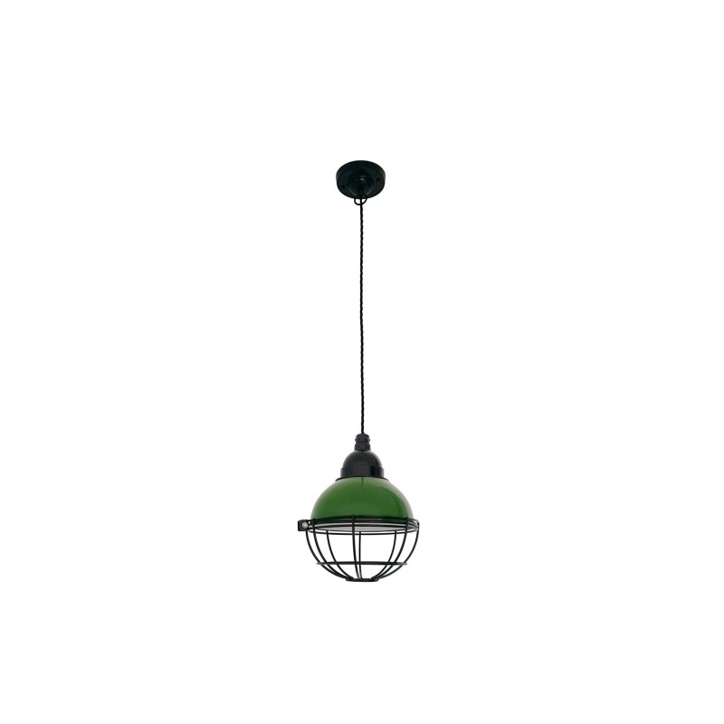 Ceiling lamp in green steel with E27 socket, BOUISSE.