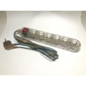 Power strip with 6 transparent outlets and cable
