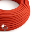 Decorative red textile cable for outdoor use