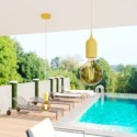 Decorative red textile cable for outdoor use