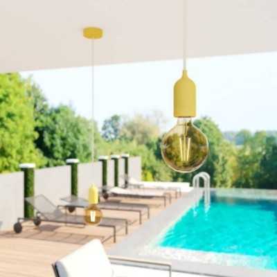 Decorative red textile cable for outdoor use